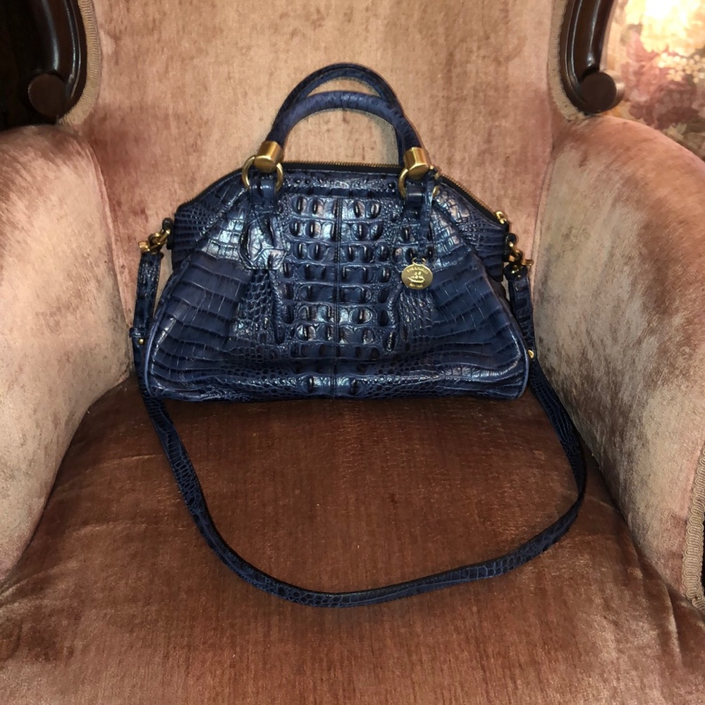 Brahmin Louise Rose Satchel Denim Previously Owned